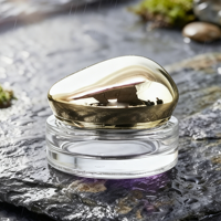Pot en verre unique à bouchon doré irrégulier, vide, pour crème visage, crème contour des yeux, emballage cosmétique, personnalisable avec logo