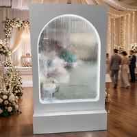Fontaine murale rectangulaire personnalisée en métal avec cascade et éclairage LED, prise UE/UK, pour décoration de mariage et intérieur
