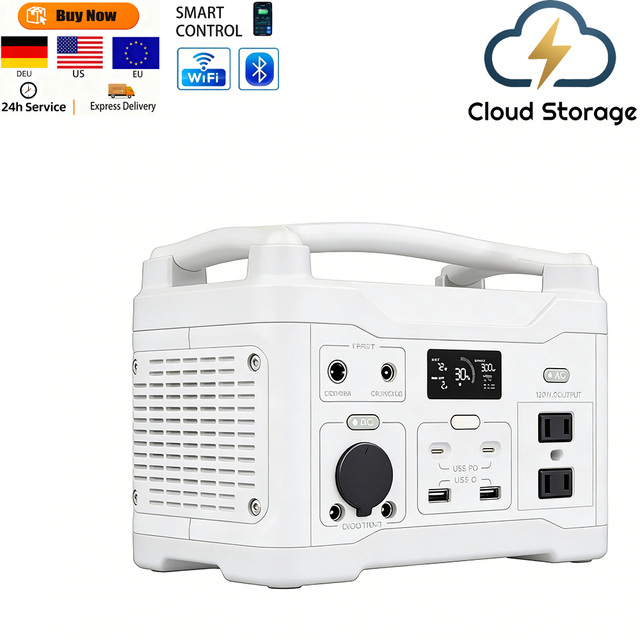 Cloud Storage LiFePO4 Lithium-Ion Battery Off-Grid Solar Power Station System 1200W MPPT Pure Sine Wave Portable Camping Standby