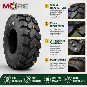 ยางตันสำหรับรถขุดดินรุ่น H168ww ขนาด 14.00-24  แบบ Wide Lug Grader กว้าง 360 มม. ความยาว 1350 มม.  ดอกยางทนทาน  แบบไม่มียางใน (TL) ใหม่ - Product Image 2
