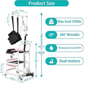 מעלית מעלית מעלית כיסא גלגלים עם גוף מתכווננת עבור רחצה נכים לעבור למיטה - Product Image 6