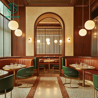 Meubles de restaurant, table et chaises de café, sièges de banquette en pierre frittée ronde de luxe, en cuir, pour hôtel, café