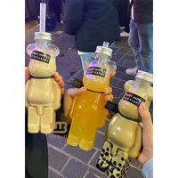 Nouvelle conception de bouteille en plastique en forme d'ours de 200 ml pour jus, café, thé à bulles, bouteille d'eau en plastique pour animaux de compagnie, bouteilles en plastique de 300 ml, 350 ml, 100 ml