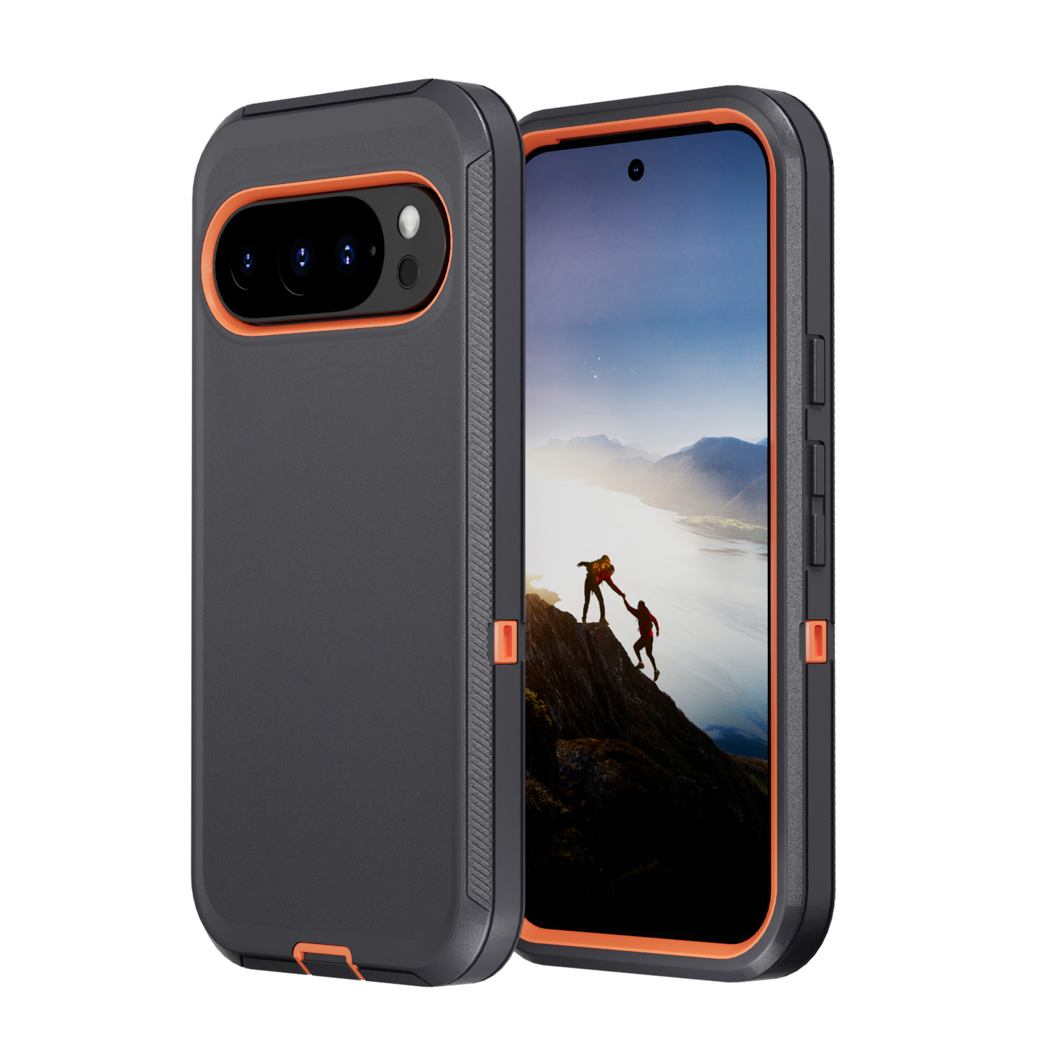 Gris foncé + orange