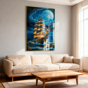 Personnalisé Homedecor Entrée <span class=keywords><strong>Peinture</strong></span> Couloir Salon Wallart <span class=keywords><strong>Peinture</strong></span> Mer Paysage <span class=keywords><strong>Voilier</strong></span> Cristal Porcelaine <span class=keywords><strong>Peinture</strong></span> LED - Product Image 6