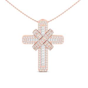 Pendentif croix en argent sterling 925 avec moissanite véritable ronde de 3 carats pour femme Tishya Diamond, avec chaîne et breloques offertes - Product Image 3