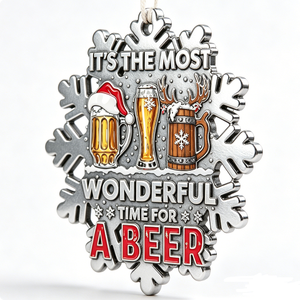Ornement de Noël Flocon de Neige en Alliage de Zinc Plaqué Argent, Décoration de Fête Moulée sous Pression avec Motif Chapeau de Père Noël et Renne - Product Image 3