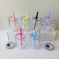 Nouveautés : Gobelet en plastique de 17 oz avec poignée, double paroi, sans BPA, pré-percé, avec paille et couvercles pour loisirs créatifs DIY