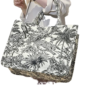 Jianghu Online Women's <b>Tote</b> Bag Custom Designers Fashion Jacquard Flowers Hook Loop Closure Large Capacity <b>Nylon</b> Lining Handbag - Product Image 4