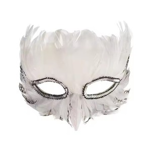 Fabbricazione di mezza faccia Anime con <span class=keywords><strong>gufo</strong></span> di uccelli <span class=keywords><strong>maschera</strong></span> di piume di carnevale di Halloween maschere per feste di carnevale con naso nero oro maschere per animali su misura per donne uomini - Product Image 6