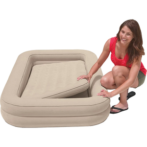 Cama inflable de viaje para niños, colchón de aire con lados elevados, superficie flocada, cama inflable portátil para niños pequeños y jóvenes para dormir siestas - Product Image 1