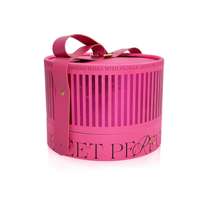 Luxury Round Rose <strong>Red</strong> Wedding Favor Festive Storage Decorated Cardboard <strong>Box</strong> with Handle - Product Image 2