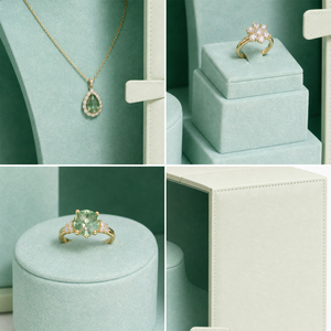 Zebopak Mint Green PU Leather Foldable Jewelry Display Stand Case for Retail Store with <b>Necklace</b> Bust <b>Ring</b> Holder Set Supplier - Product Image 4