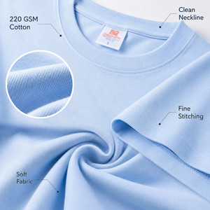 Camiseta de Hombre Personalizada con Logotipo, 220 g/m², 100% Algodón, Corte Holgado, Estilo Urbano, Tallas M-4XL, Color Azul Cielo, Venta al Por Mayor - Product Image 4