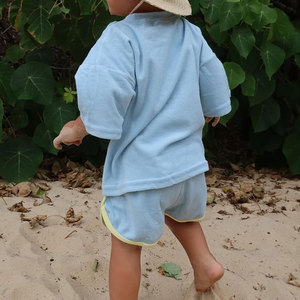Maglietta estiva oversize in spugna di spugna Set corti <span class=keywords><strong>vestiti</strong></span> per bambini all'ingrosso ragazzi ragazze abiti da due pezzi - Product Image 2