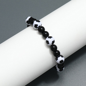 Pulseras de fútbol Pulsera de fútbol con abalorio ajustable Pulseras de cordón tejido deportivo para jugador de fútbol - Product Image 4