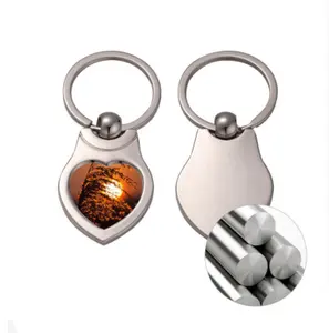 Logotipo personalizado de Metal de sublimación en blanco llavero/en blanco clave cadena/clave en blanco anillo