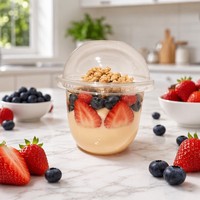 Plastieken puddingbekertjes met deksel, wegwerp PET dessertkommen voor yoghurt, fruit, cake, afhaalmaaltijden