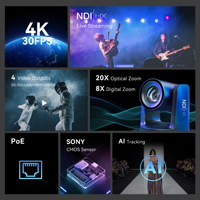 4K 20X Zoom AI Seguimiento automático NDI POE USB3.0 SDI LAN Sistema de transmisión en vivo Cámara PTZ con controlador de joystick