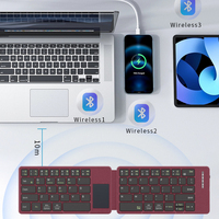 Clavier en cuir pliable BT sans fil avec pavé tactile, clavier silencieux, clavier de voyage d'affaires portable pour ordinateur portable en stock