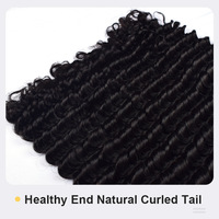 Extensiones de Cabello Humano con Crochet Pre-Separadas de 50g, Ondulado Profundo, Invisibles, 40 Mechones, Color Negro Natural