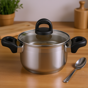 Meat <b>Pot</b> Tourmaline 1.5L Stainless Steel With Glass Lid For <b>Soup</b> And Stock - Product Image 3