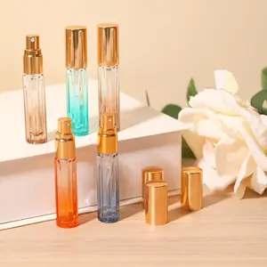Botol parfum sampel unik desain kustom 3ml botol semprot kaca kosong warna hijau abu-abu kecil dengan semprotan emas