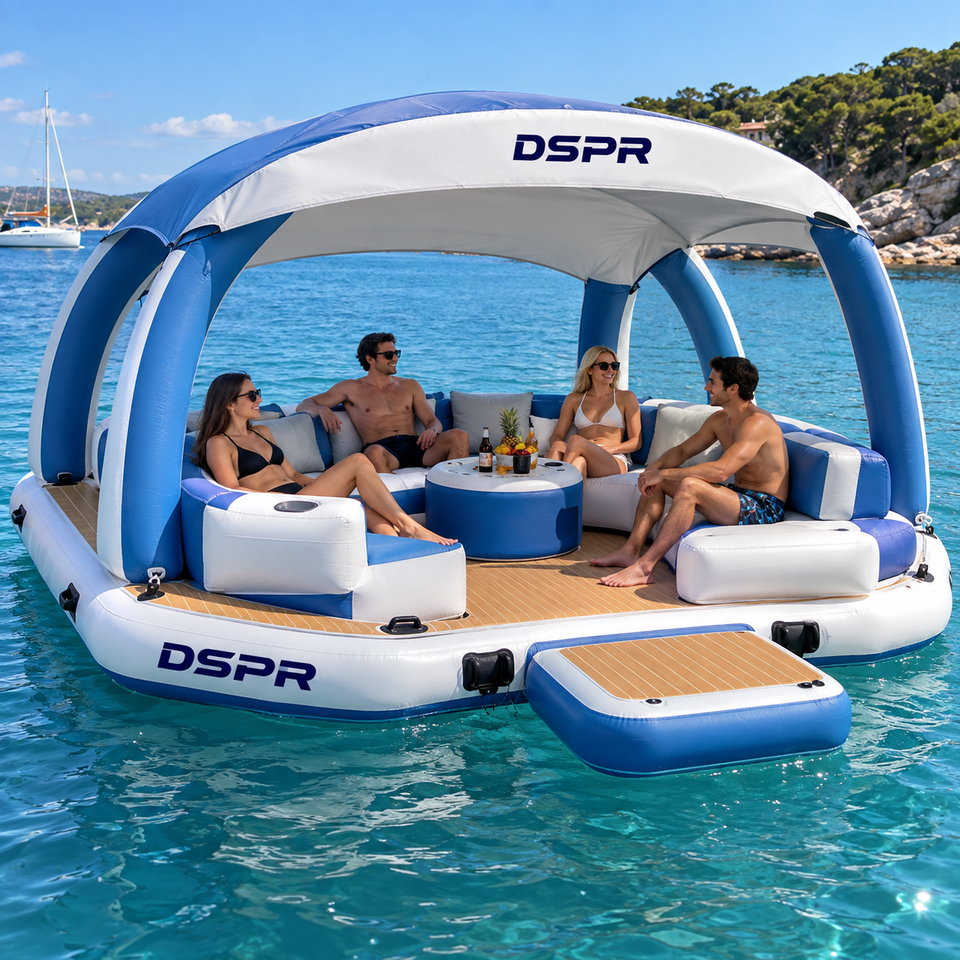 Water Distribution Platform Luxury Inflatable Floating Water Bar Island Lounge Platform with ...