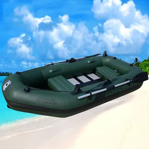 Grosir perahu tentara-3 Orang 260Cm Inflatable Perahu Dayung PVC Memancing Kano Kayak Dinghy Hovercraft Drifting Rakit Perahu Layar Surfing Kapal Layar