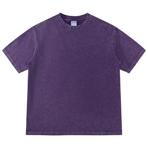 T-shirt en coton pour homme de haute qualité, luxueux, uni, lavé à l'eau, délavé à l'acide, imprimé surdimensionné, tissu tricoté anti-froissement - Product Image 4