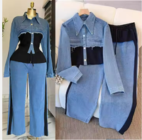 Nouvelle Mode 2025 : Ensemble Deux Pièces Jean Rétro Ample pour Femme, Robe Longue Lavage Clair à Manches Courtes Style Cowboy d'Été