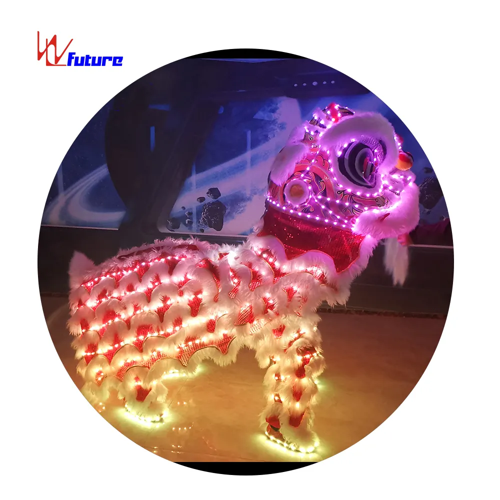 Funkgesteuerter traditioneller Neujahrsstil Löwentanz Kostüm LED chinesisch kundenspezifische Erwachsene Aufführung Bühne und Tanzkleidung