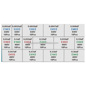 15 valores = 150PCS CBB22 400V 630V Kit de condensadores de película de poliéster de polipropileno metalizado Condensador de metal - Product Image 4