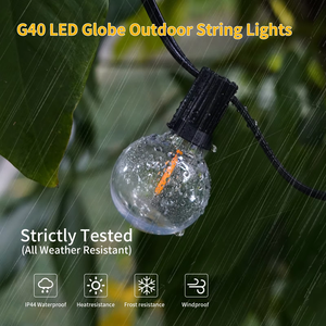 Ấm Trắng G40 Edison <span class=keywords><strong>Globe</strong></span> LED <span class=keywords><strong>String</strong></span> Lights IP65 không thấm nước ngoài trời Vườn dây đèn cho lễ hội kỳ nghỉ và năm mới trang trí nội thất - Product Image 4