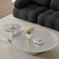 Table basse en acrylique à bords ondulés, style italien, crème, luxe léger, moderne et minimaliste, pour petit appartement, usage domestique, table d'appoint