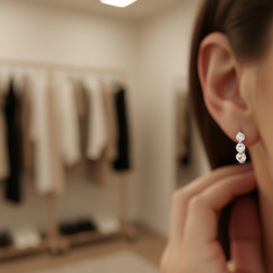 Pendientes Huggie M.A.O.P. de Oro Blanco con Zirconia Redonda de Corte Brillante y Engaste de Garra, Joyería Clásica Unisex de Moda - Product Image 2