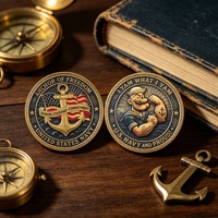 Pièce de monnaie de collection patriotique plaquée or 3D sur le thème marin, pièce de défi américaine pour les amateurs, vente en gros