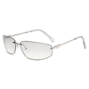 Nuevas Gafas de Sol sin Marco para Mujer, Metal Negro, Lentes de PC con Protección UV400, Moda Y2K, Protección Solar para Verano, Atuendos de Viaje - Product Image 4