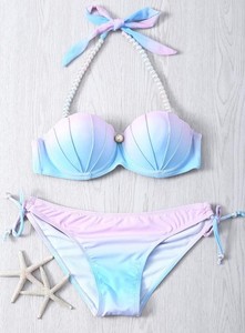 Venta al por mayor lindo Micro <span class=keywords><strong>Bikini</strong></span> traje de baño conjunto 2 piezas diseño de retazos con perlas Shell cuerdas Sexy <span class=keywords><strong>Bikini</strong></span> para <span class=keywords><strong>Big</strong></span> <span class=keywords><strong>Boobs</strong></span> Pearns - Product Image 2