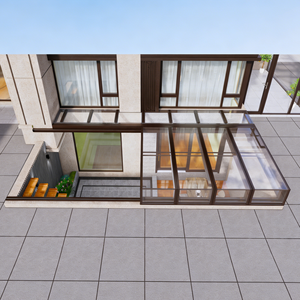 Techo Retráctil Eléctrico <span class=keywords><strong>de</strong></span> Aluminio y Vidrio, Solárium Móvil <span class=keywords><strong>con</strong></span> Doble Vidrio Templado Low-E para Dormitorio y Uso Exterior - Product Image 1