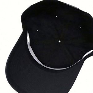 Casquette de baseball pour hommes, design personnalisé, 5 panneaux, style A-frame, broderie plate, noire unie, avec logo, vente en gros - Product Image 5