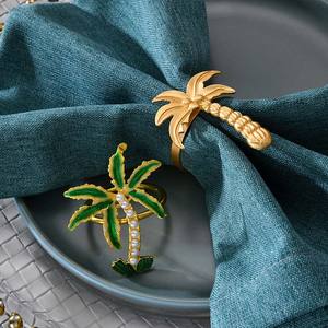 Neuankömmling: Hawaiian <span class=keywords><strong>Tropical</strong></span> Coconut Tree Servietten ringe-Pearl Green Artificial Plant Servietten halter für Hotel Tisch dekoration - Product Image 1