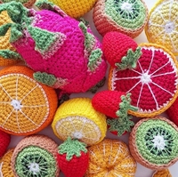 Groothandel Goedkope En Hoge Kwaliteit Gehaakt Fruit Schattig Speelgoed Hand Gehaakt Aardbei Oranje En Citroen Fruit Fotografie Rekwisieten