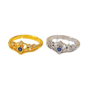 Anello Aperto Regolabile a Forma di Corona e Cuore, Anello Decorativo per Donne - Product Image 1
