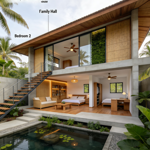 Diseño Arquitectónico y Servicio <span class=keywords><strong>de</strong></span> Paisajismo Personalizados para Casas <span class=keywords><strong>de</strong></span> Varios Pisos con Estilo Fusion del Sudeste Asiático, Villa Moderna con Garaje Adjunto - Product Image 4