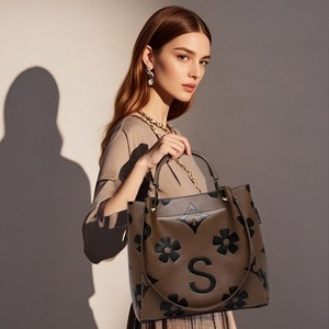 Sac fourre-tout pour femme de style européen et américain, grande capacité, nouveau cuir véritable, élégant, texturé, gaufré, sac mère-fille - Product Image 2