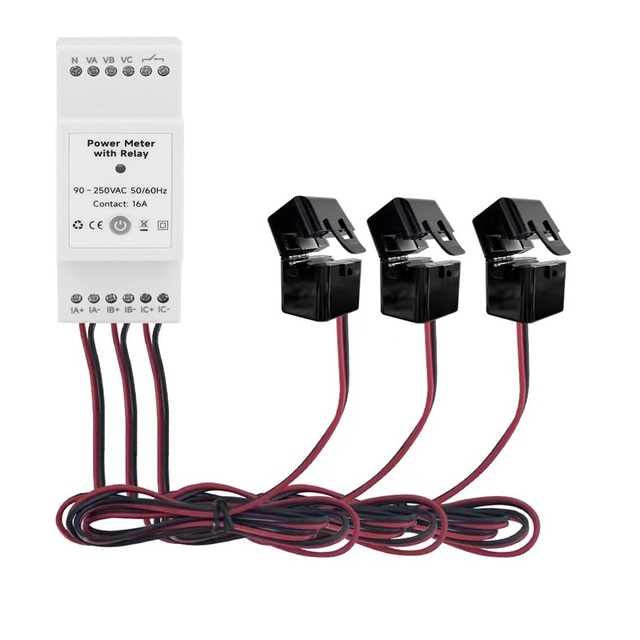 WiFi 3 Phase Smart Meter with 3 CTs Clamp Current Measurement Solar PV KWh Power Eenrgy Power Monitor Power Statistics