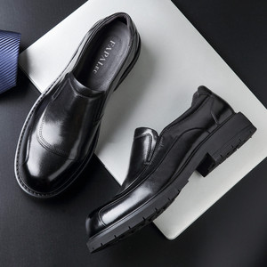<b>Top</b>-Grain Cowhide Leather Shoes Slip-On Low Heel Men's Casual Commuting <b>Walking</b> Style Shoes - Product Image 4