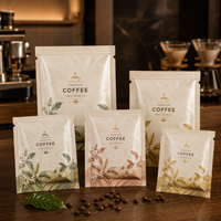 Sachet de café à dosser imprimé avec logo personnalisé, pochette plate à trois soudures latérales en Mylar pour l'emballage du café moulu