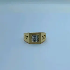 Bijoux de luxe pour un usage quotidien, bague pour homme avec diamant, design carré, élégante bague en or 22 carats, bague de créateur élégante pour homme - Product Image 1
